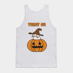 Crying Cat Meme In Jack O Lantern For Halloween Tank Top